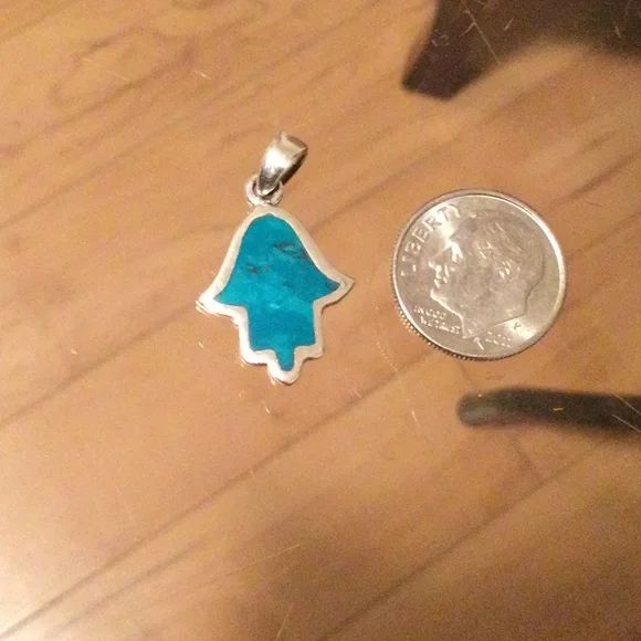 Pendant Hamsa turquoise Sterling silver Southwestern - Picture 6 of 6